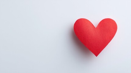 Fototapeta premium red heart against plain white backdrop represents love and minimalism