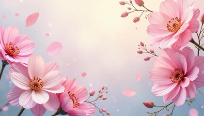 Naklejka premium Delicate repeating floral motif, pastel tones, soft focus, texture, delicate, design element