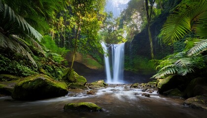 Jungle Waterfall Lush Greenery Realism