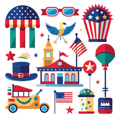 Fototapeta premium American parade floats isolated on white background