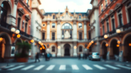 Obraz premium European city square, blurred architecture