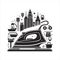 Clothes Iron Illustration: Pressing, Steaming