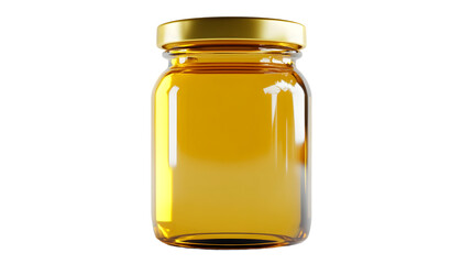 Clear glass honey jar with gold lid