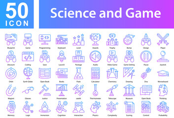 Science and Game Icon Collection and Symple Concept Outline Gradient 