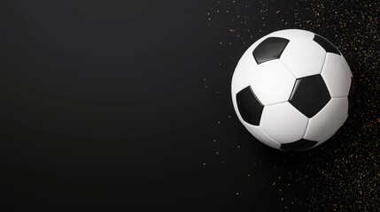 Obraz premium American Sport Concept. Black and White Soccer Ball on Dark Background with Sparkling Dust for Sports Imagery