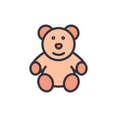Bear doll colored icons, minimalist vector illustration ,simple transparent graphic element .Isolated on white background