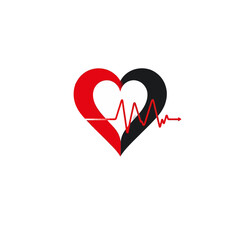 Heart health cardiology medical pulse heartbeat rhythm cardiogram red black healthcare awareness symbol
