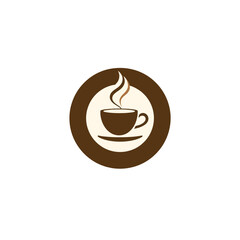 Coffee cup logo design vector illustration for cafe shop or restaurant branding and advertising concept