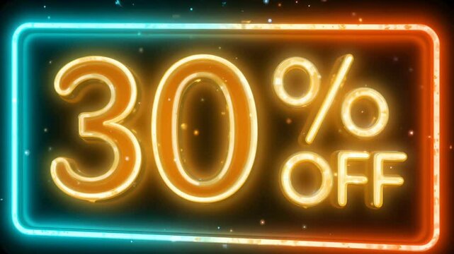 Thirty percent off sale promotion discount offer limited time neon sign advertising special deal