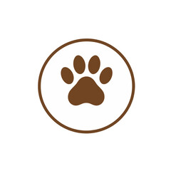 Brown dog paw print vector illustration for pet care animal rescue and veterinary clinic logo design 100