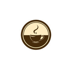Coffee shop logo design template vector illustration with cup and steam for branding and cafe