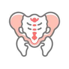 Pelvic bone illustration with anatomical details on black background