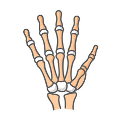 Cartoon skeleton hand bones over a solid black background