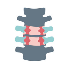 Spinal vertebrae anatomical illustration showing intervertebral disc damage