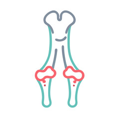 Minimalist illustration of human bone anatomy on black background