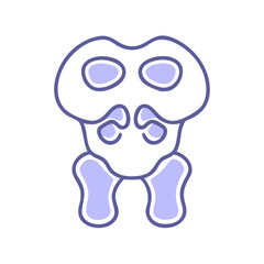 Abstract alien creature line drawing in purple on black