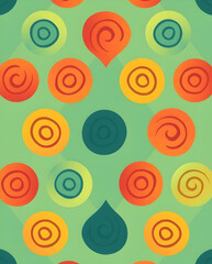 Elegant Mudmee spirals in bold symmetry, modern textile art, seamless pattern.