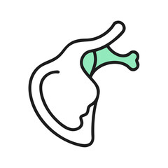 Stylized illustration of semicircular canals on a black background