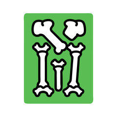 Simple bones arrangement graphic with green background and black bones