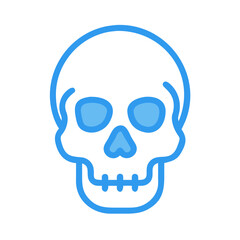 Isolated blue stylized skull graphic on black background