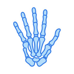 Stylized illustration of human hand skeleton on a black backdrop