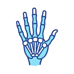 Stylized human hand skeletal illustration on black background design