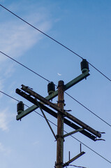 electric pole and moon