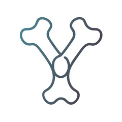 Abstract Bone Design in Blue Gradient on Black Background