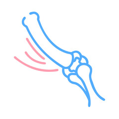 Graphic illustration of a human elbow joint bones