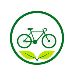 Eco friendly bicycle riding green transportation for healthy lifestyle and environment sustainability icon