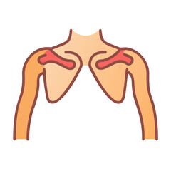 Shoulder bones flat illustration anatomical structure on black background