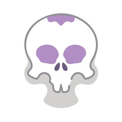 A minimalist vector skull in black, lilac, and grey