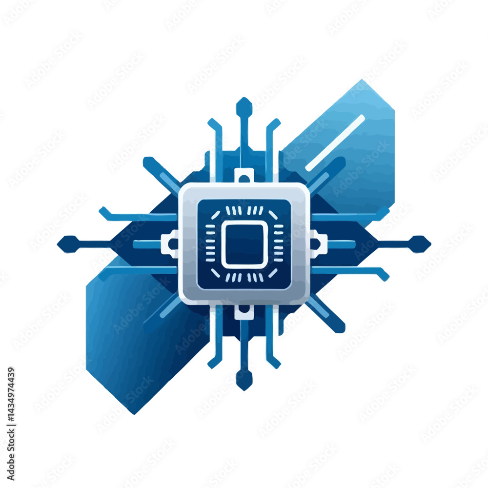 Fototapete abstract technology cpu processor chip vector illustration for ai and computer engineering design