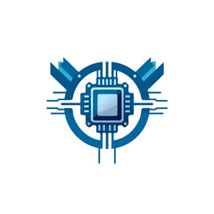 Fototapeta premium Blue technology circuit board cpu processor chip vector design for tech company logo and digital branding use
