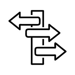 Directional arrows indicating various pathways in a simple style  