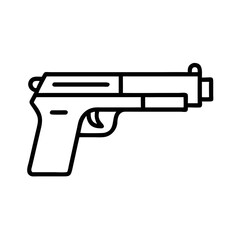 Gun silhouette outline isolated on white background  
