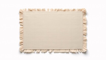 A handwoven cotton placemat with a subtle stripe pattern, on a white background, with vibrant fabric textures and crisp details, ultra sharp, studio setup.