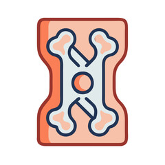 Obraz premium Crossed bones flat illustration on a rectangular backdrop