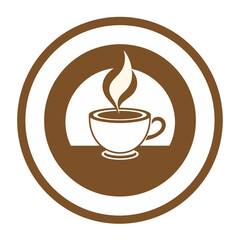 Obraz premium Coffee shop logo design vector illustration of a cup of coffee with steam in brown and white colors