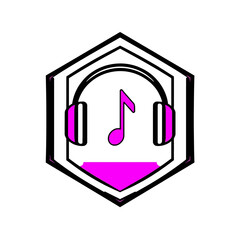 Music headphones logo design vector illustration for audio app podcast and streaming service icon symbol