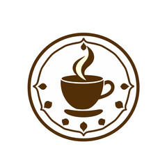 Brown coffee cup logo design vector illustration for cafe shop brand and hot drink product company 100