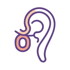 Fototapeta premium Anatomical ear illustration on black background, flat design art