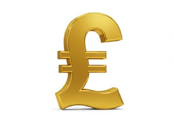 Fototapeta premium Golden pound sterling symbol isolated on white background