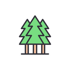 Fototapeta premium Pine tree colored icons, minimalist vector illustration ,simple transparent graphic element .Isolated on white background