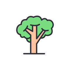 Tree colored icons, minimalist vector illustration ,simple transparent graphic element .Isolated on white background