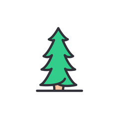 Pine tree colored icons, minimalist vector illustration ,simple transparent graphic element .Isolated on white background