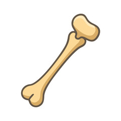 Cartoon bone illustration against a black background, isolated object