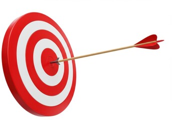 Arrow hits target isolated on white background