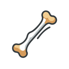 Stylized cartoon bone illustration against a dark black background