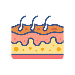 Stylized skin layers illustration with hair follicles concept art